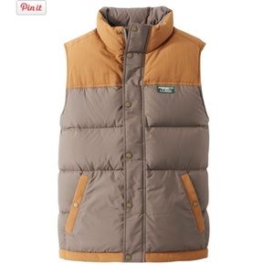 LLBean Men's Mountain Classic Down Vest Colorblock Brown Saddle Large Tall